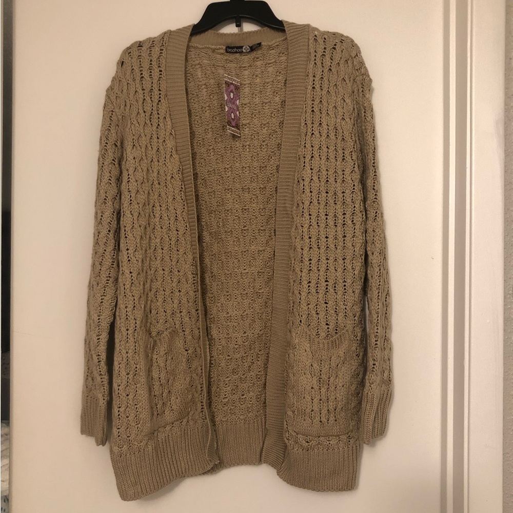 Boohoo plus size crochet knitted cardigan